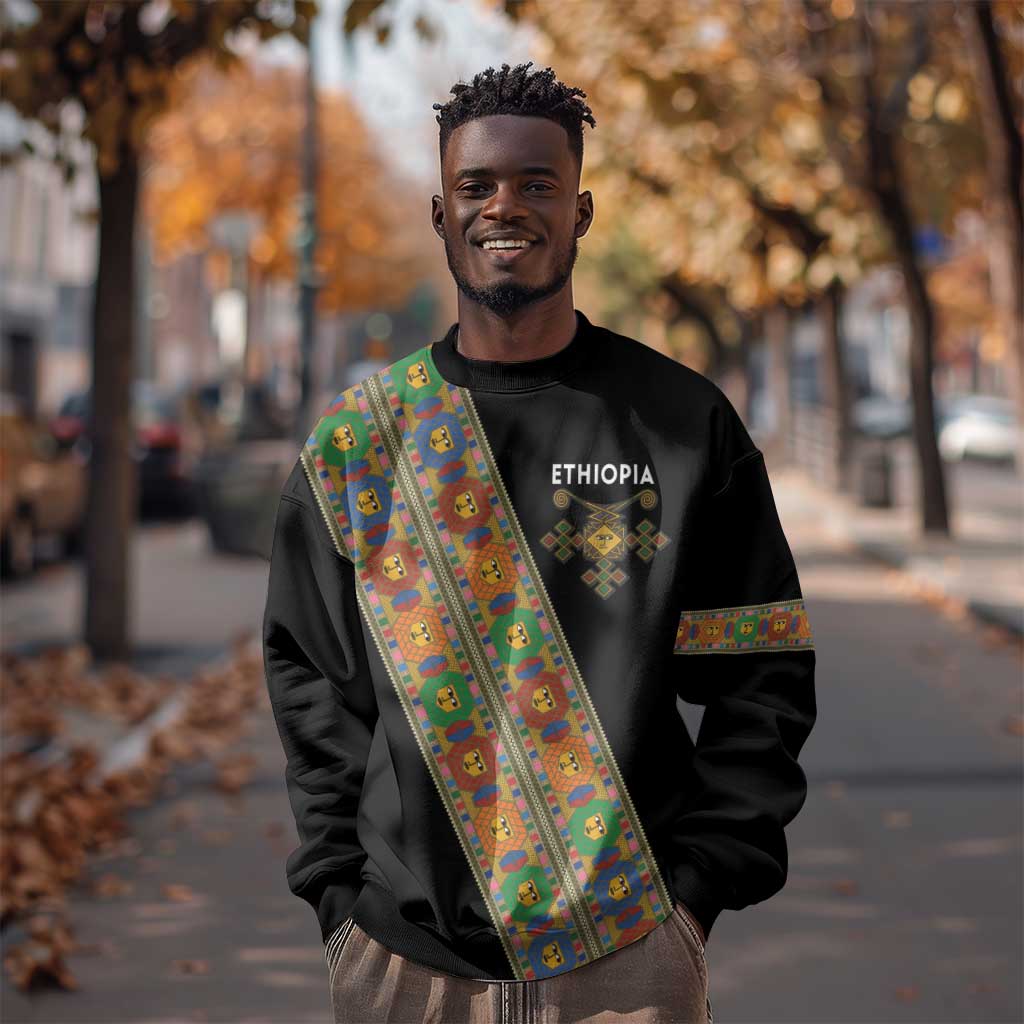 Ethiopia Saba Kemis Sash Style Sweatshirt Black Color