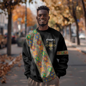 Ethiopia Saba Kemis Sash Style Sweatshirt Black Color