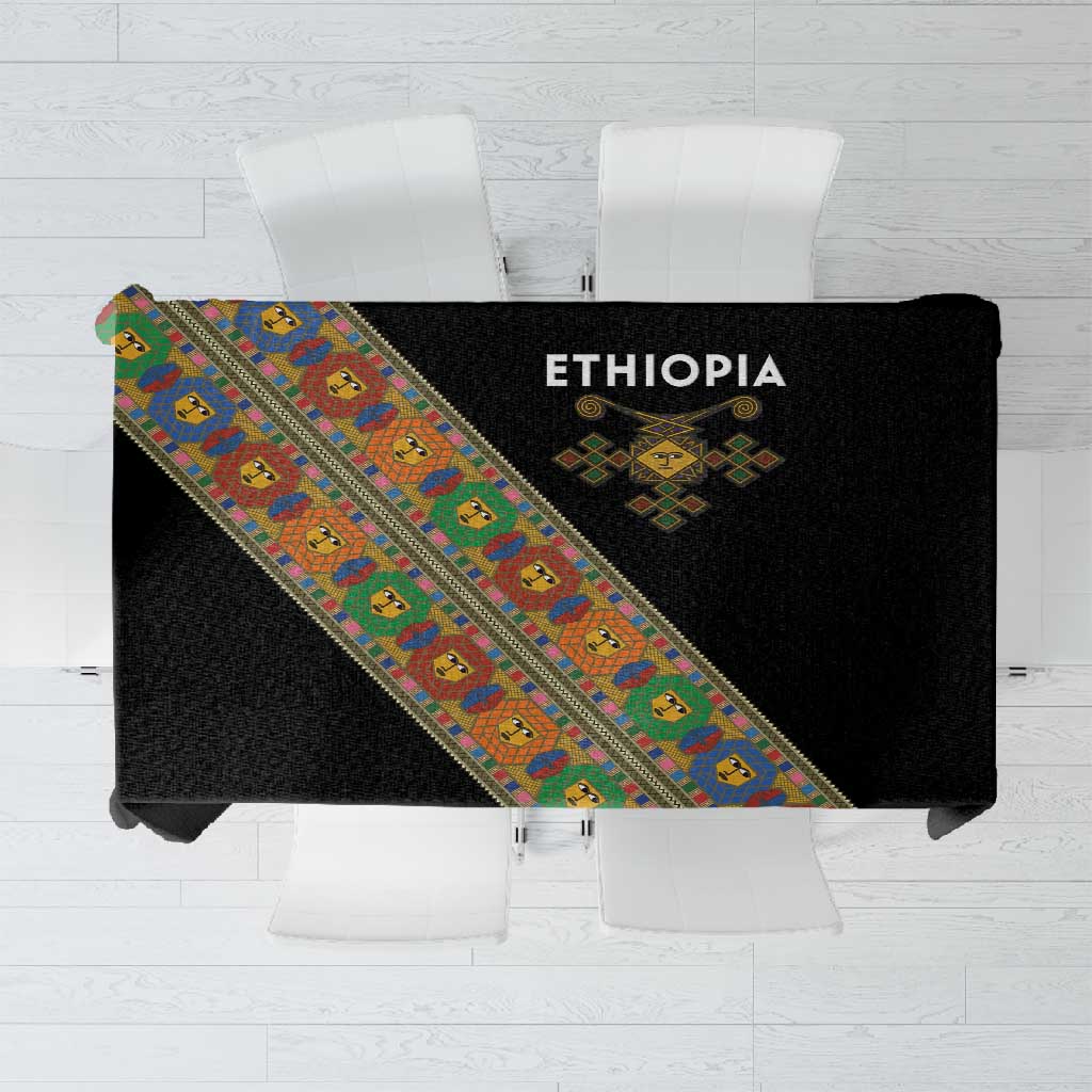 Ethiopia Saba Kemis Sash Style Tablecloth Black Color