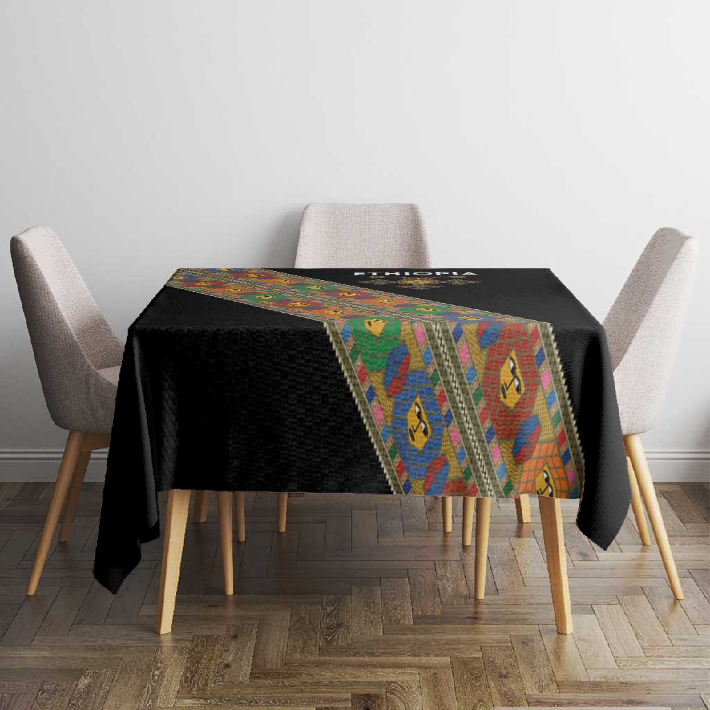 Ethiopia Saba Kemis Sash Style Tablecloth Black Color