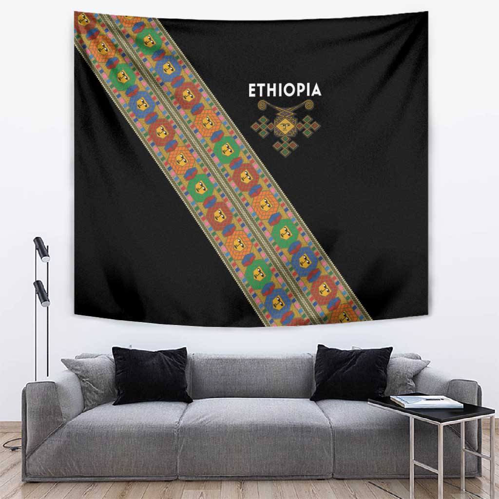 Ethiopia Saba Kemis Sash Style Tapestry Black Color
