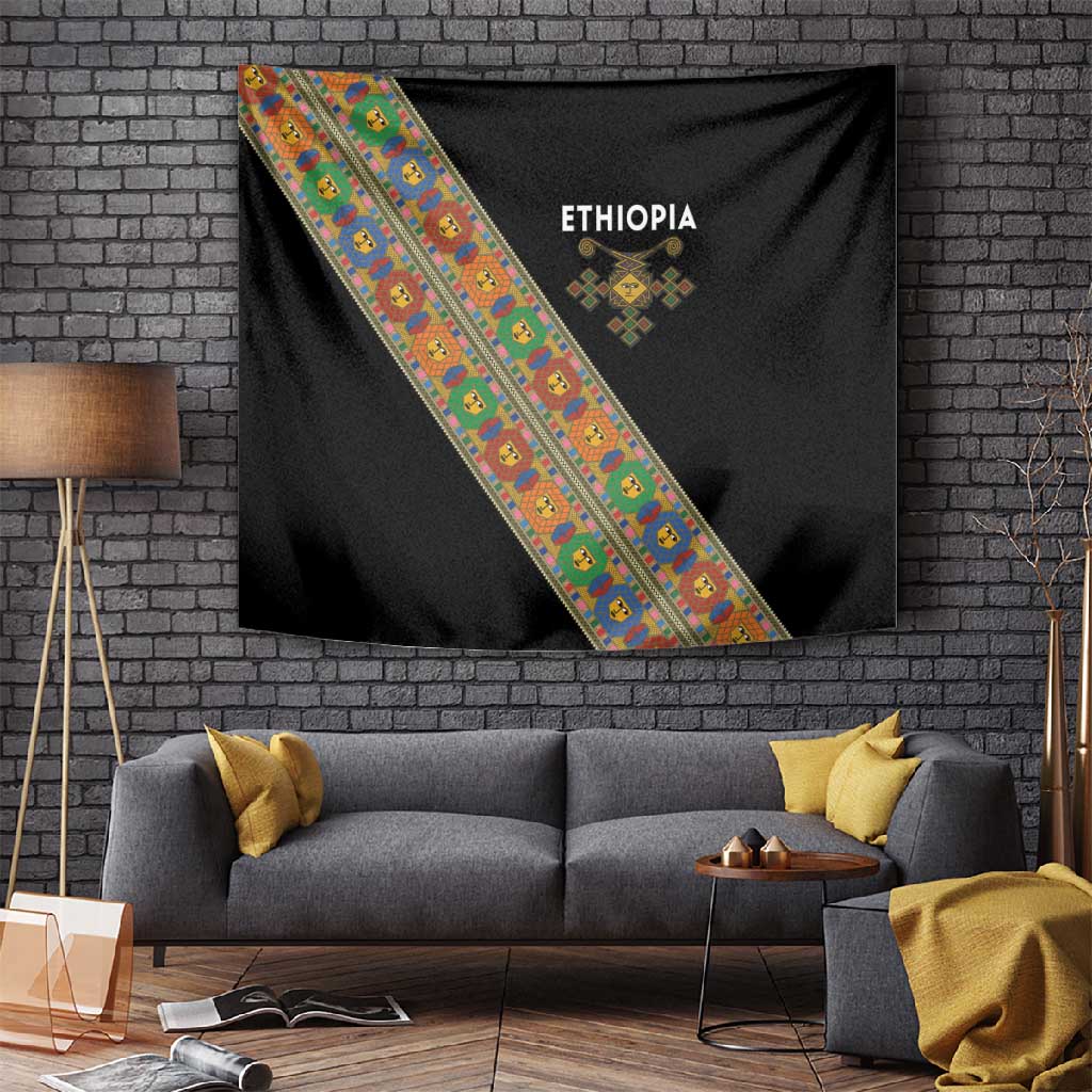 Ethiopia Saba Kemis Sash Style Tapestry Black Color