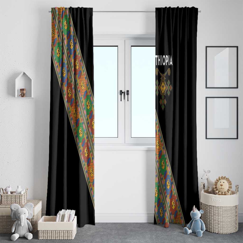 Ethiopia Saba Kemis Sash Style Window Curtain Black Color