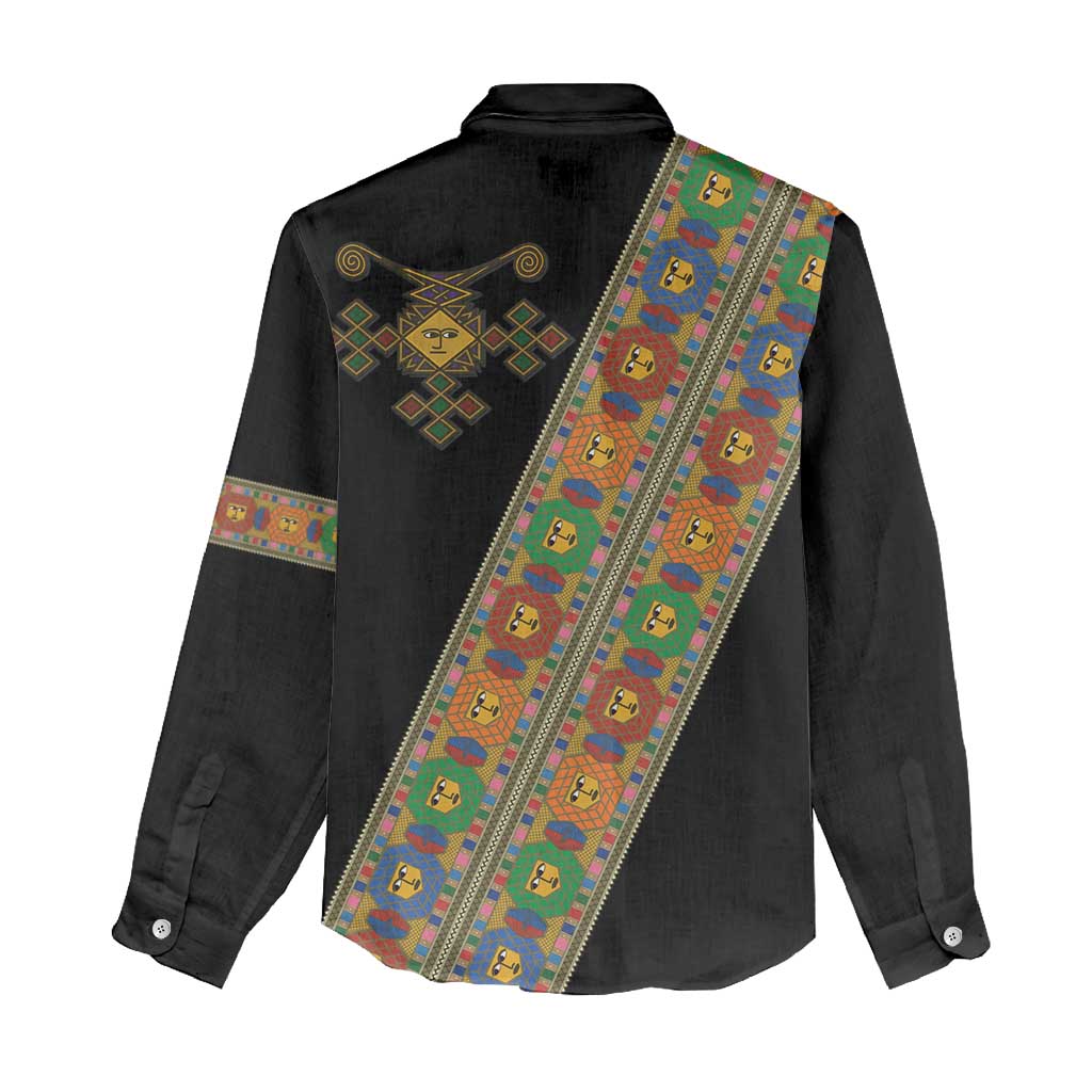 Ethiopia Saba Kemis Sash Style Women Casual Shirt Black Color