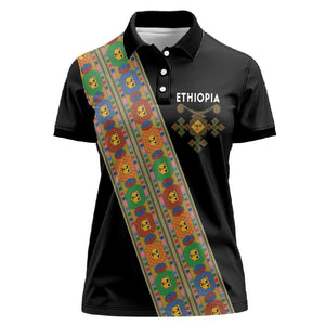 Ethiopia Saba Kemis Sash Style Women Polo Shirt Black Color