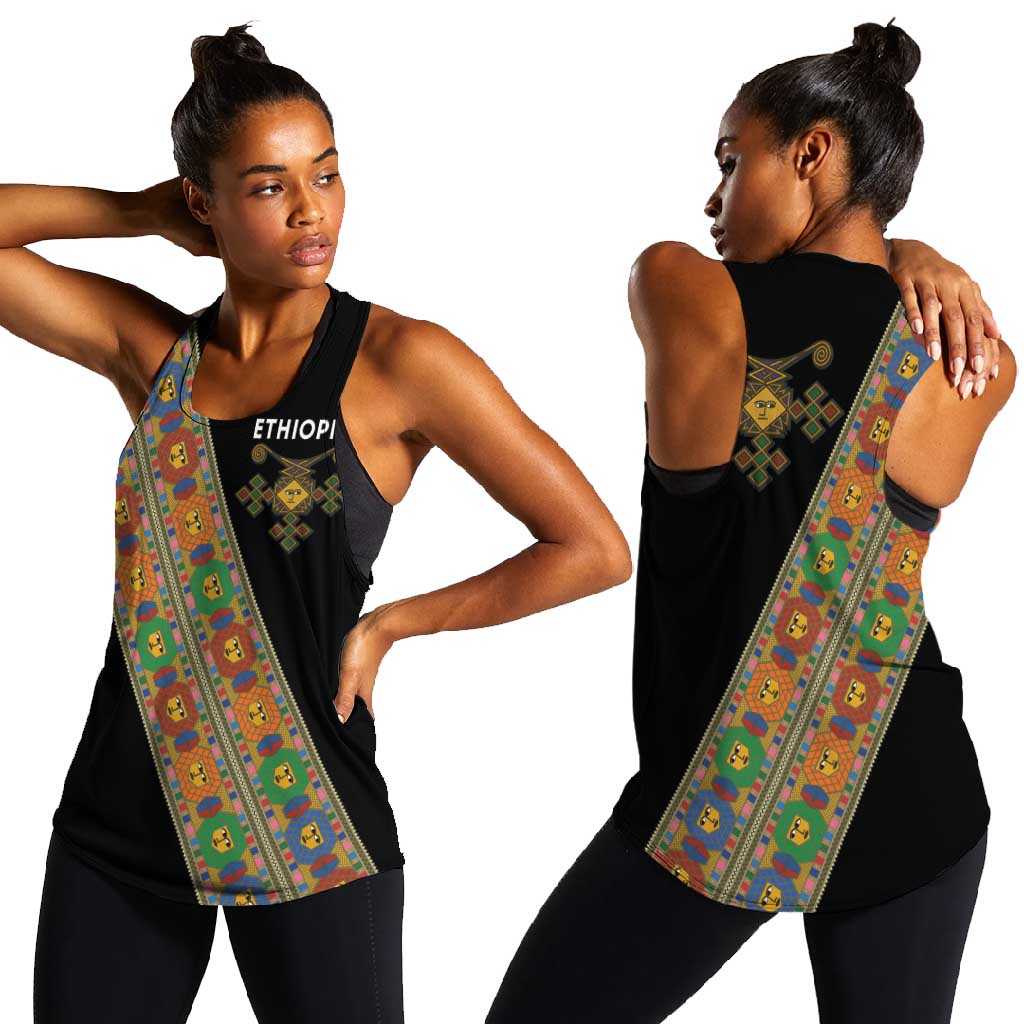 Ethiopia Saba Kemis Sash Style Women Racerback Tank Black Color