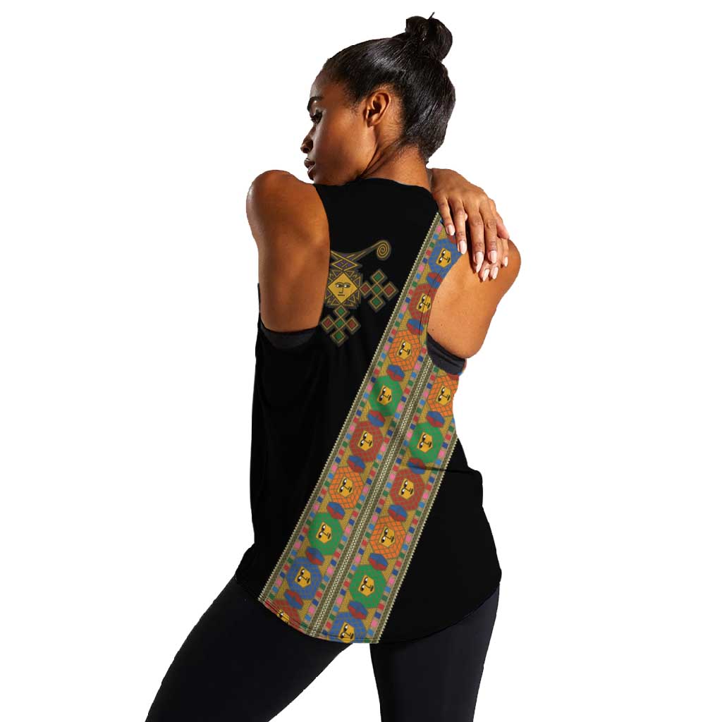 Ethiopia Saba Kemis Sash Style Women Racerback Tank Black Color