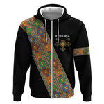 Ethiopia Saba Kemis Sash Style Zip Hoodie Black Color