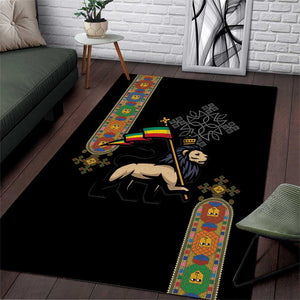 Ethiopia Saba Kemis Area Rug Lion Of Judah Black Color