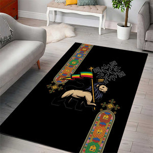 Ethiopia Saba Kemis Area Rug Lion Of Judah Black Color