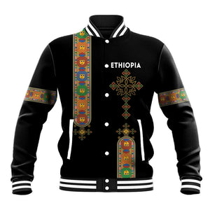 Ethiopia Saba Kemis Baseball Jacket Lion Of Judah Black Color