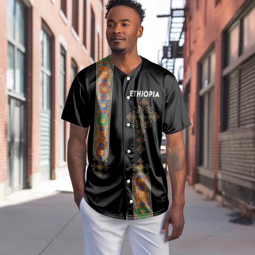 Ethiopia Saba Kemis Baseball Jersey Lion Of Judah Black Color