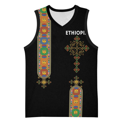 Ethiopia Saba Kemis Basketball Jersey Lion Of Judah Black Color - African Pride