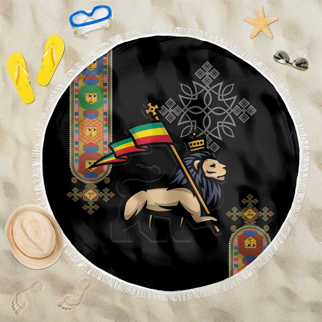 Ethiopia Saba Kemis Beach Blanket Lion Of Judah Black Color