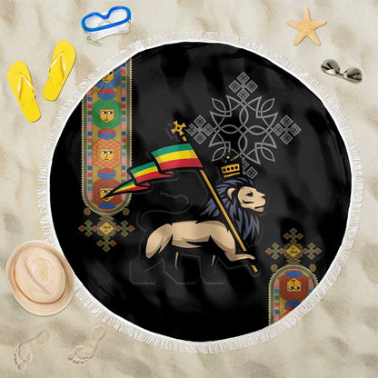 Ethiopia Saba Kemis Beach Blanket Lion Of Judah Black Color