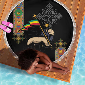 Ethiopia Saba Kemis Beach Blanket Lion Of Judah Black Color
