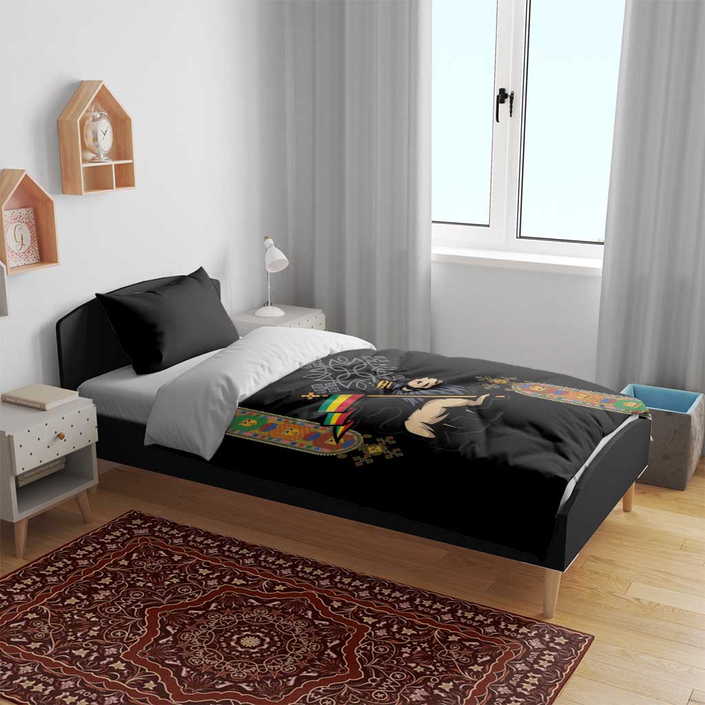 Ethiopia Saba Kemis Bedding Set Lion Of Judah Black Color
