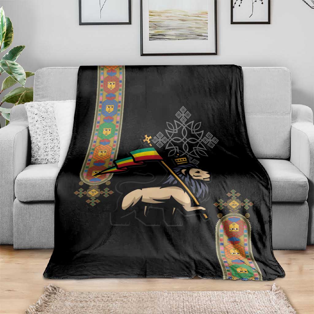 Ethiopia Saba Kemis Blanket Lion Of Judah Black Color