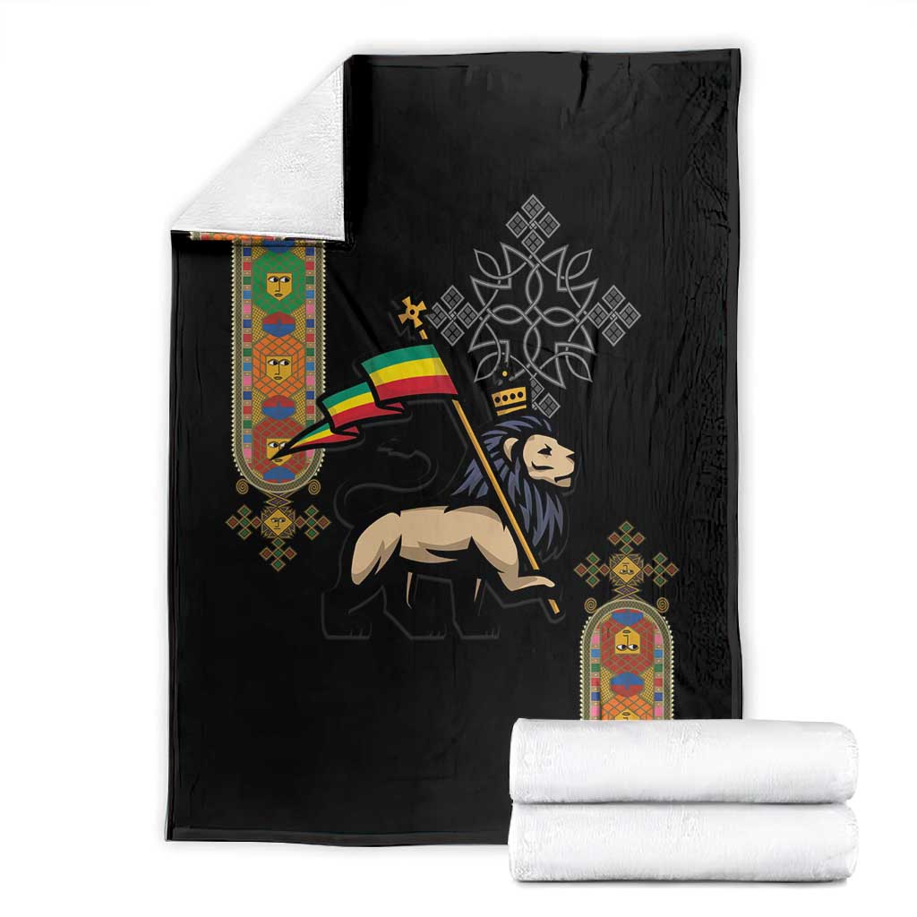 Ethiopia Saba Kemis Blanket Lion Of Judah Black Color