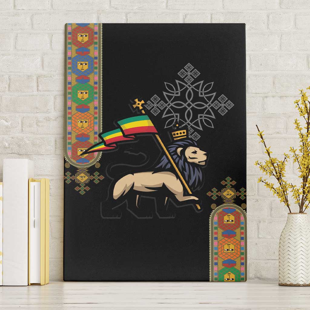 Ethiopia Saba Kemis Canvas Wall Art Lion Of Judah Black Color
