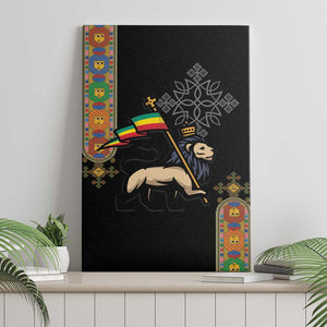 Ethiopia Saba Kemis Canvas Wall Art Lion Of Judah Black Color
