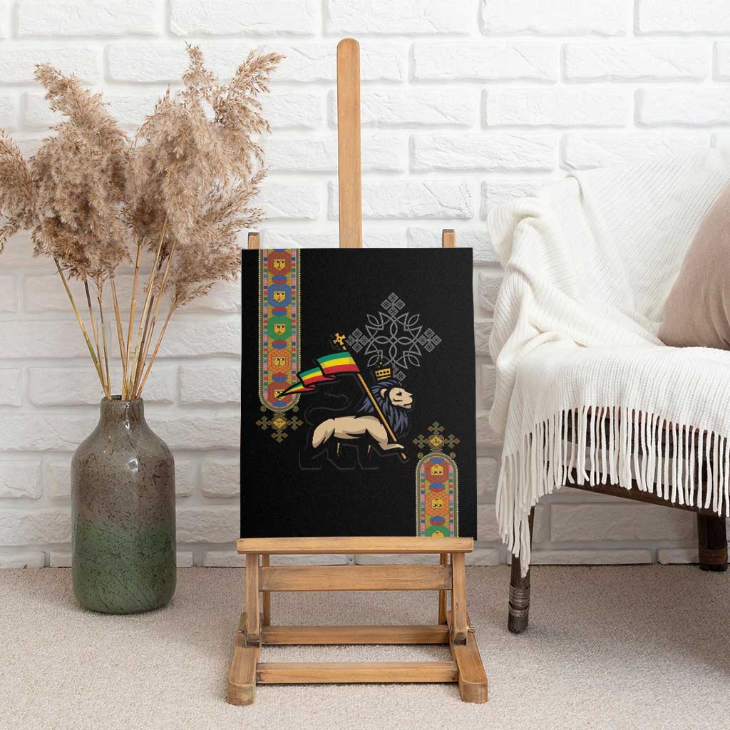 Ethiopia Saba Kemis Canvas Wall Art Lion Of Judah Black Color