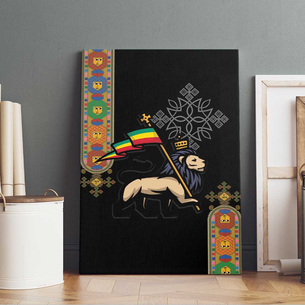 Ethiopia Saba Kemis Canvas Wall Art Lion Of Judah Black Color