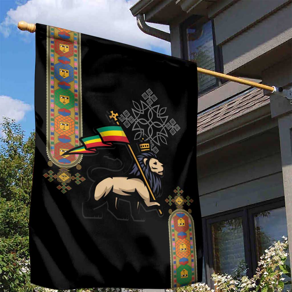 Ethiopia Saba Kemis Garden Flag Lion Of Judah Black Color
