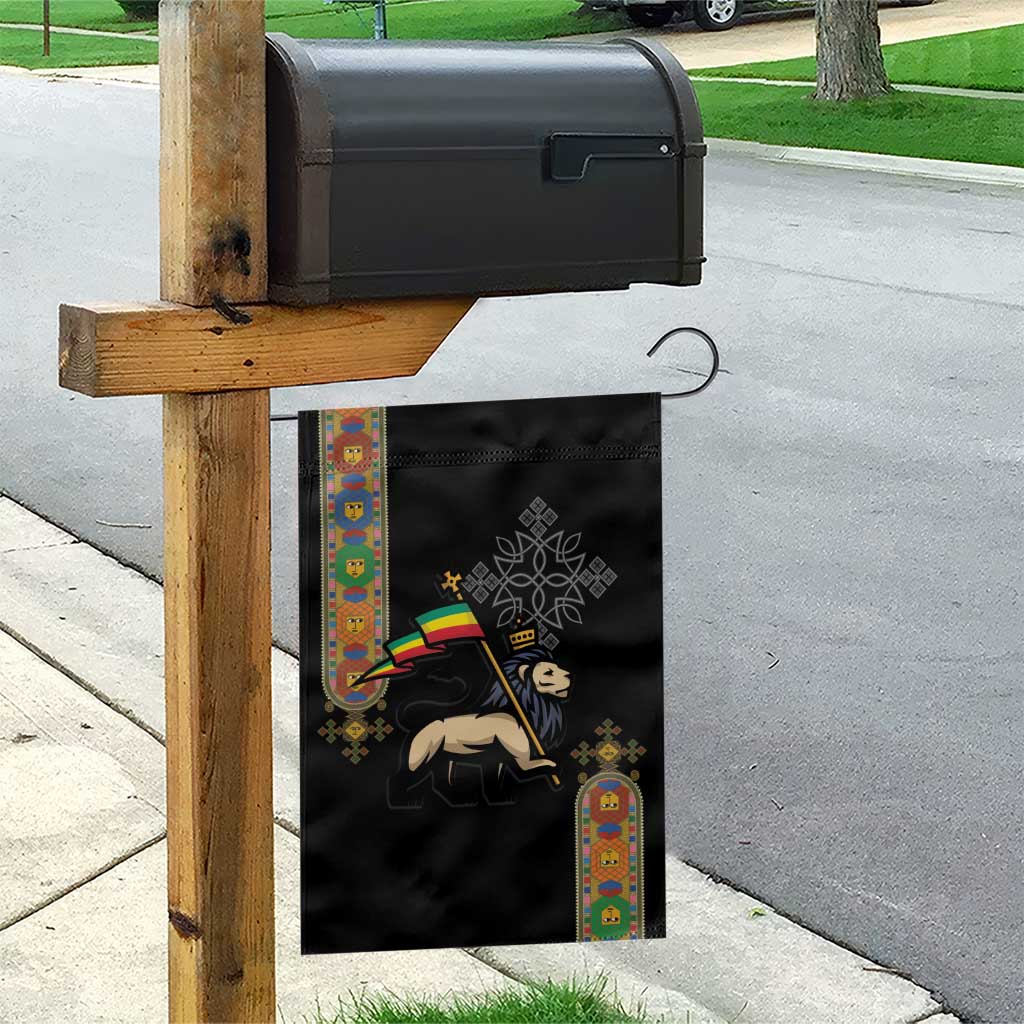 Ethiopia Saba Kemis Garden Flag Lion Of Judah Black Color