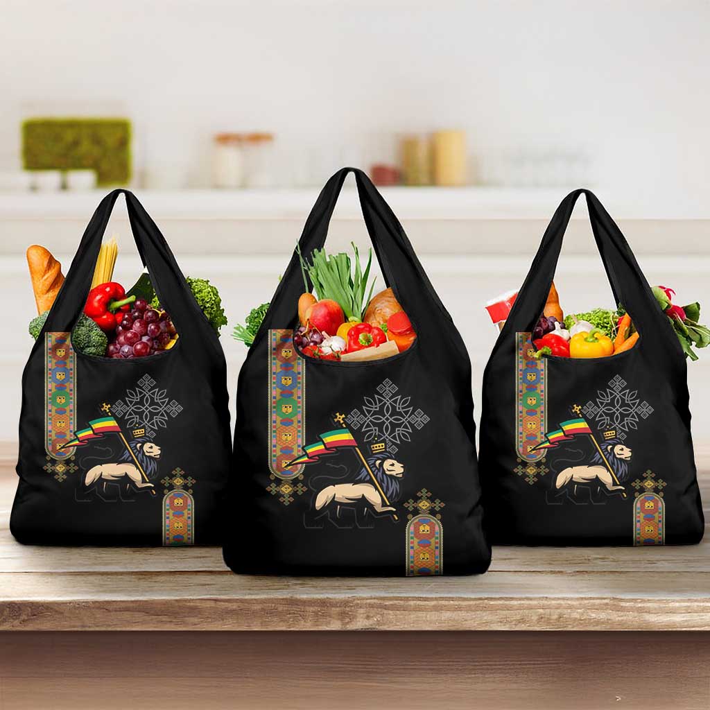 Ethiopia Saba Kemis Grocery Bag Lion Of Judah Black Color