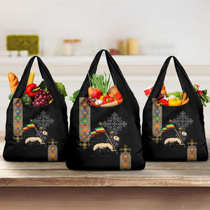 Ethiopia Saba Kemis Grocery Bag Lion Of Judah Black Color