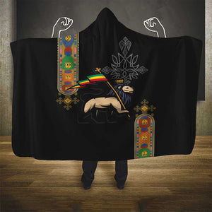 Ethiopia Saba Kemis Hooded Blanket Lion Of Judah Black Color