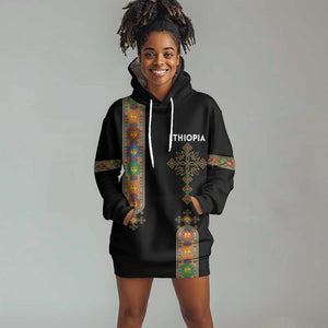 Ethiopia Saba Kemis Hoodie Dress Lion Of Judah Black Color