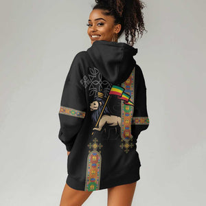 Ethiopia Saba Kemis Hoodie Dress Lion Of Judah Black Color