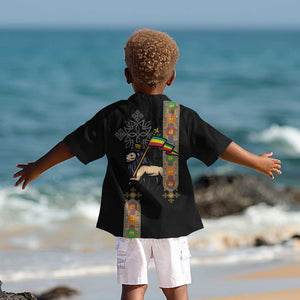 Ethiopia Saba Kemis Kid Hawaiian Shirt Lion Of Judah Black Color