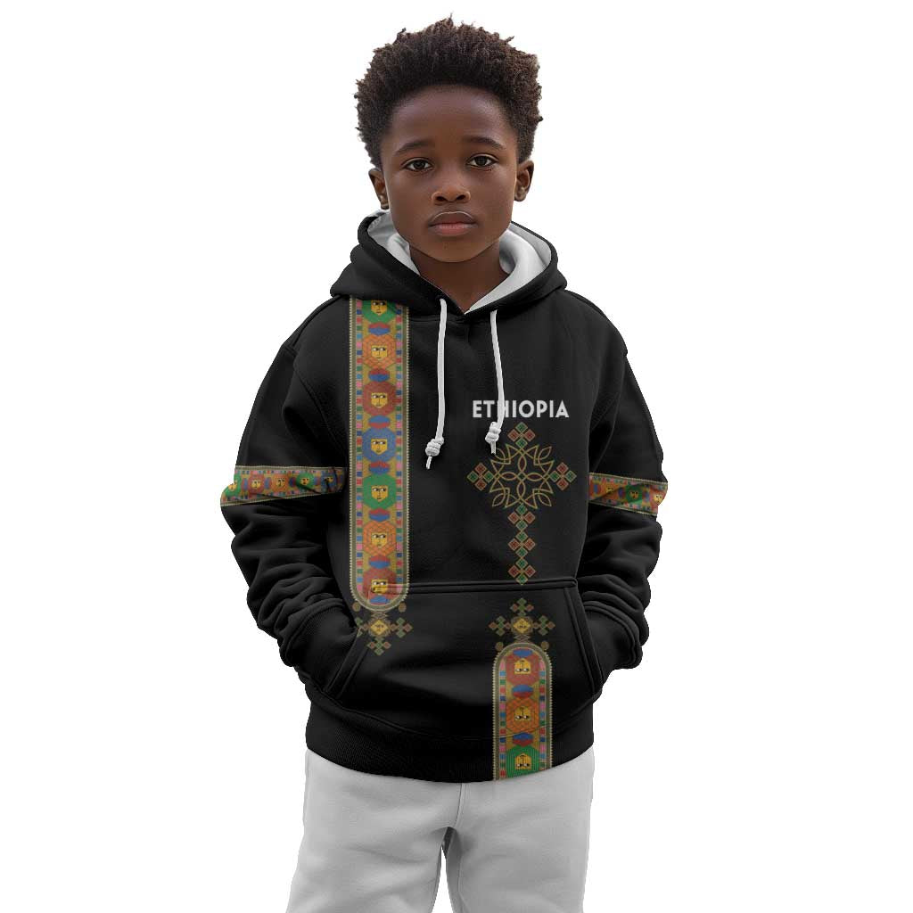 Ethiopia Saba Kemis Kid Hoodie Lion Of Judah Black Color