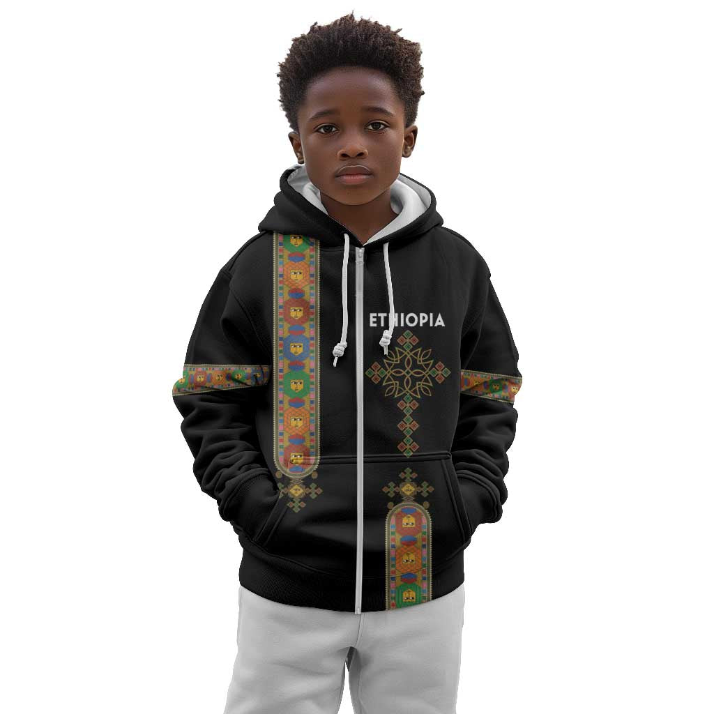 Ethiopia Saba Kemis Kid Hoodie Lion Of Judah Black Color
