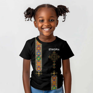 Ethiopia Saba Kemis Kid T shirt Lion Of Judah Black Color