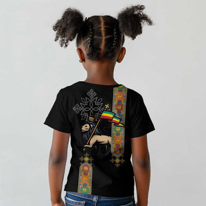 Ethiopia Saba Kemis Kid T shirt Lion Of Judah Black Color