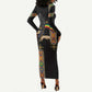 Ethiopia Saba Kemis Long Sleeve Bodycon Dress Lion Of Judah Black Color LT15
