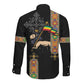 Ethiopia Saba Kemis Long Sleeve Button Shirt Lion Of Judah Black Color