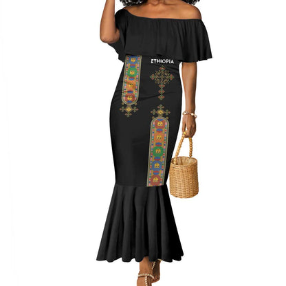 Ethiopia Saba Kemis Mermaid Dress Lion Of Judah Black Color