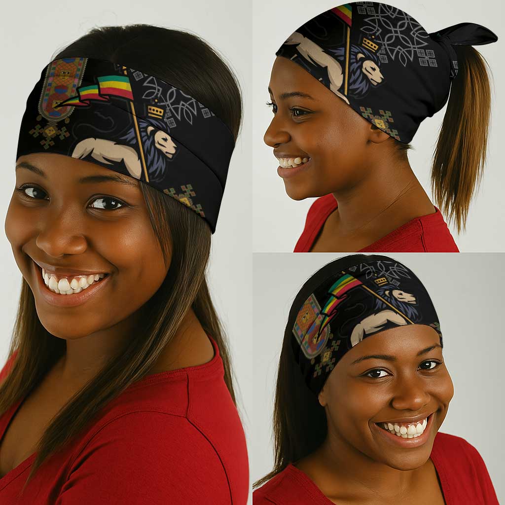 Ethiopia Saba Kemis Neck Gaiter Lion Of Judah Black Color LT15