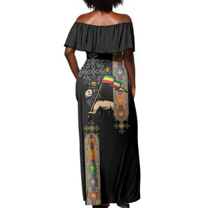 Ethiopia Saba Kemis Off Shoulder Maxi Dress Lion Of Judah Black Color