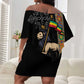 Ethiopia Saba Kemis Off Shoulder Short Dress Lion Of Judah Black Color