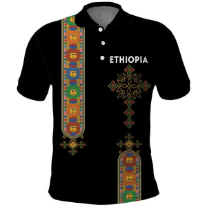 Ethiopia Saba Kemis Polo Shirt Lion Of Judah Black Color