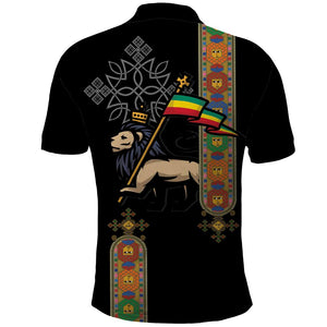 Ethiopia Saba Kemis Polo Shirt Lion Of Judah Black Color