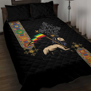 Ethiopia Saba Kemis Quilt Bed Set Lion Of Judah Black Color