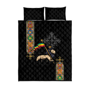Ethiopia Saba Kemis Quilt Bed Set Lion Of Judah Black Color