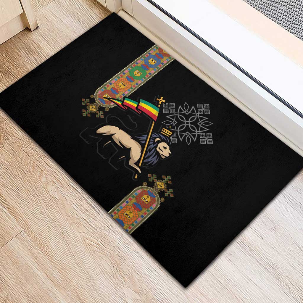 Ethiopia Saba Kemis Rubber Doormat Lion Of Judah Black Color